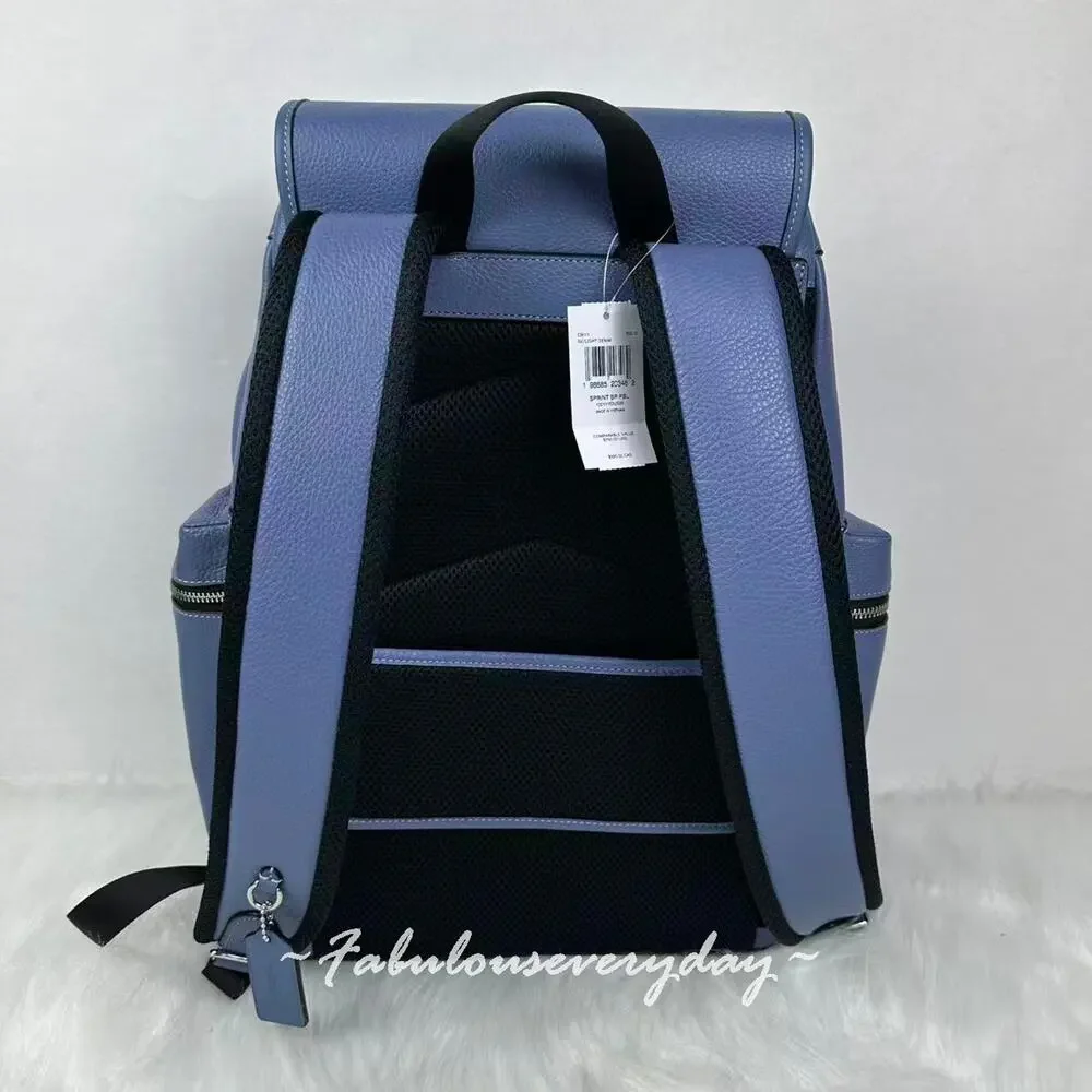 Coach Men's Sprint Backpack In Leather/Silver/Light Denim CBI11 NWT